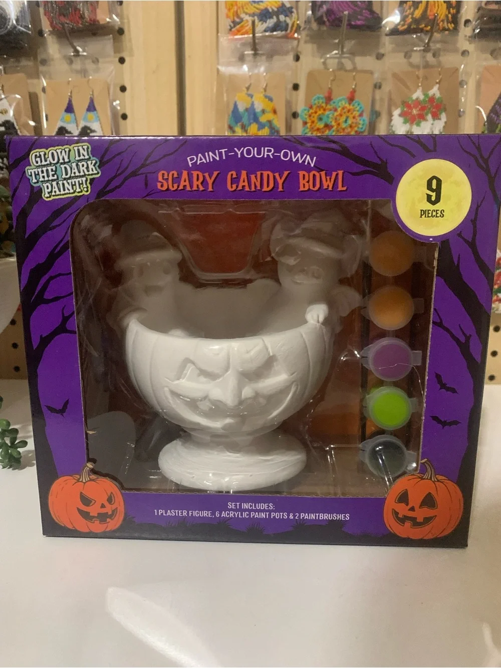 Paint-Your-Own Scary Candy Bowl Kit - White